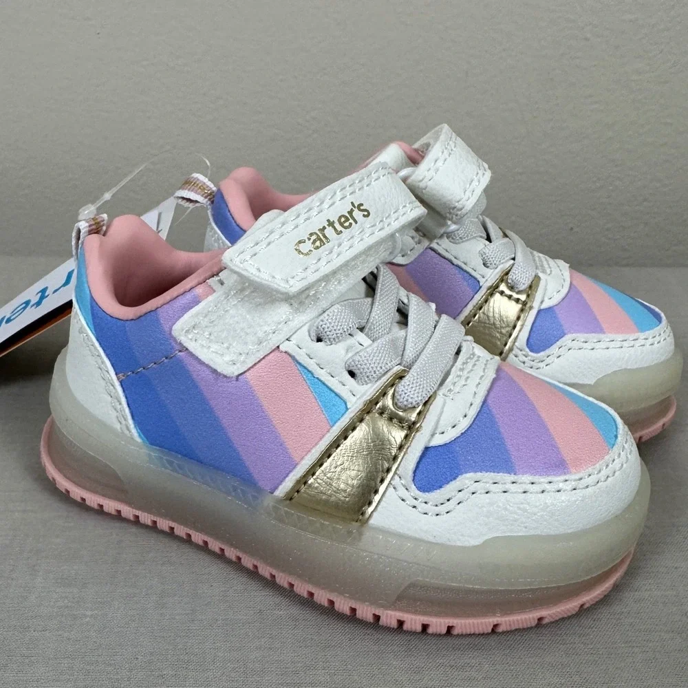 Carter's Toddler's 4 Hirano Light-Up Sneakers White Multi CF25G17B‎ NEW